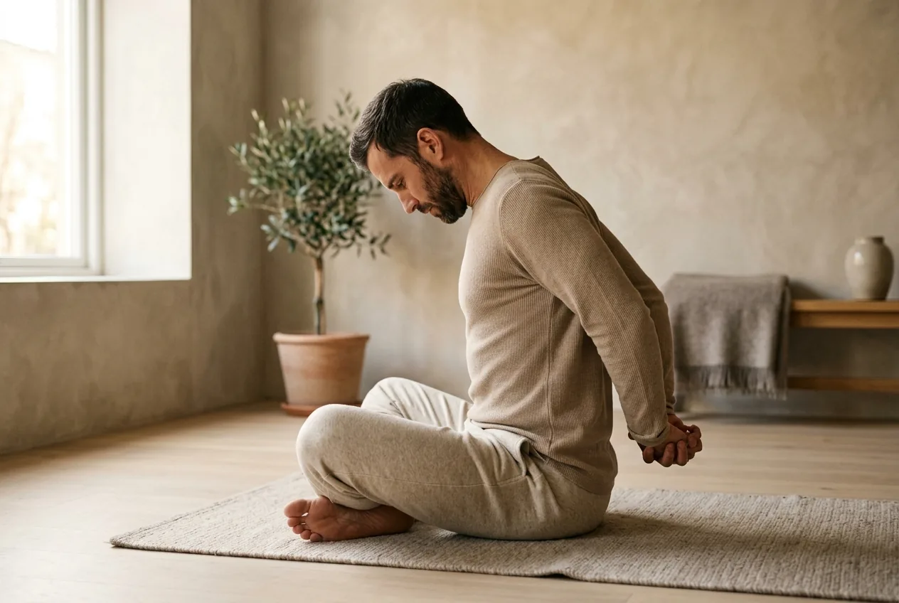 Upper back and neck stretches for desk stiffness